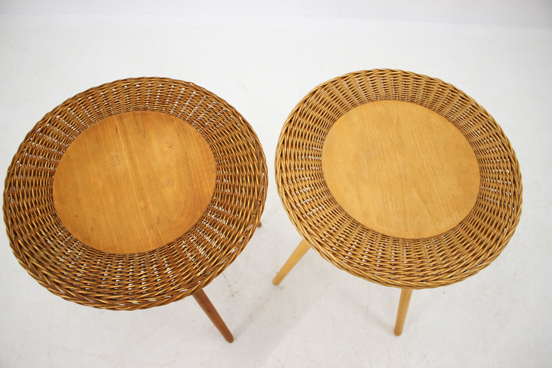 1970s Pair of Wooden Side Tables by ULUV, Czechoslovakia