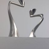 Pair of postmodern aluminium candlesticks by Matthew Hilton