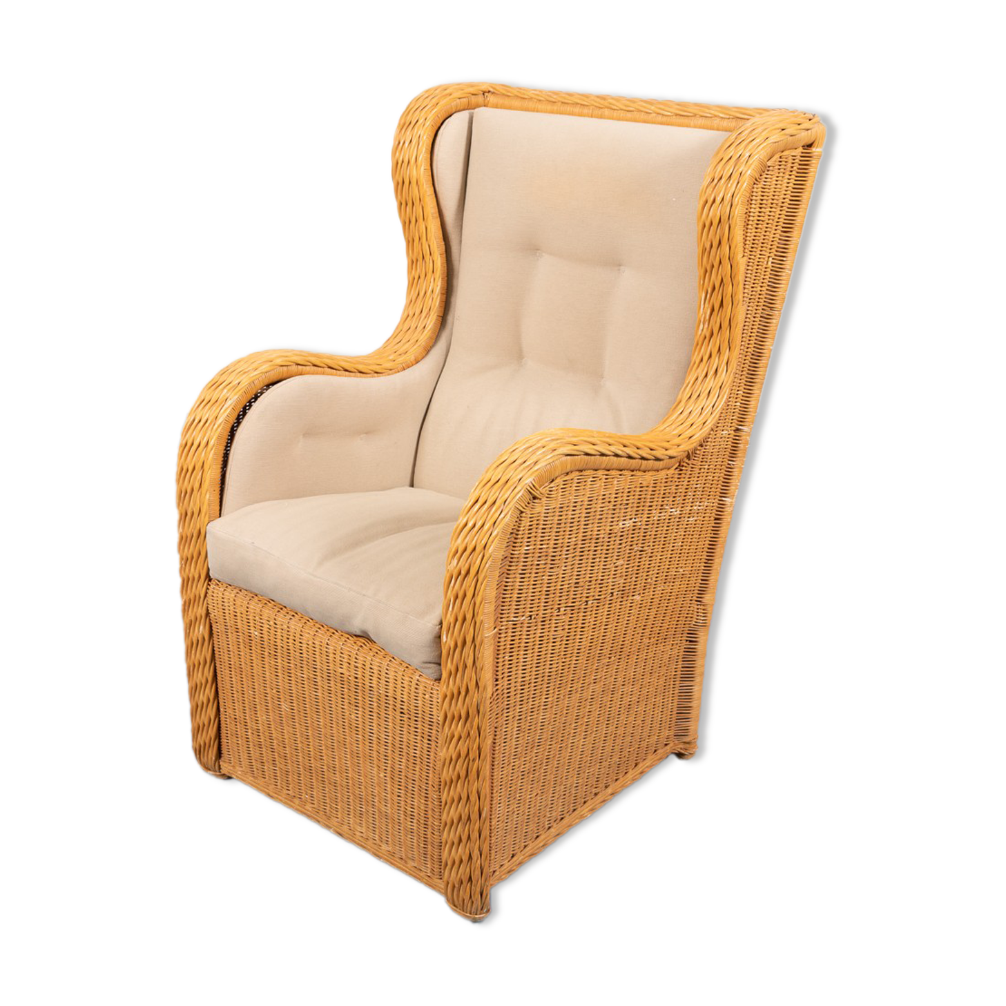 Vintage lounge armchair in wicker Italian design
