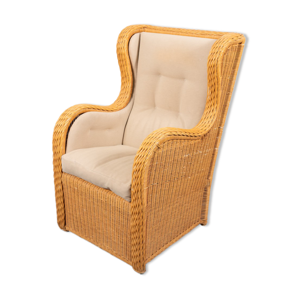 Vintage lounge armchair in wicker Italian design