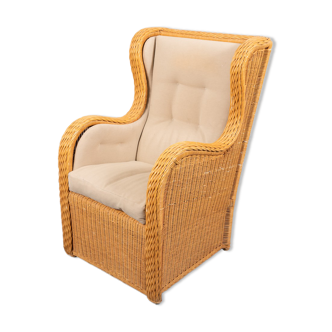 Vintage lounge armchair in wicker Italian design