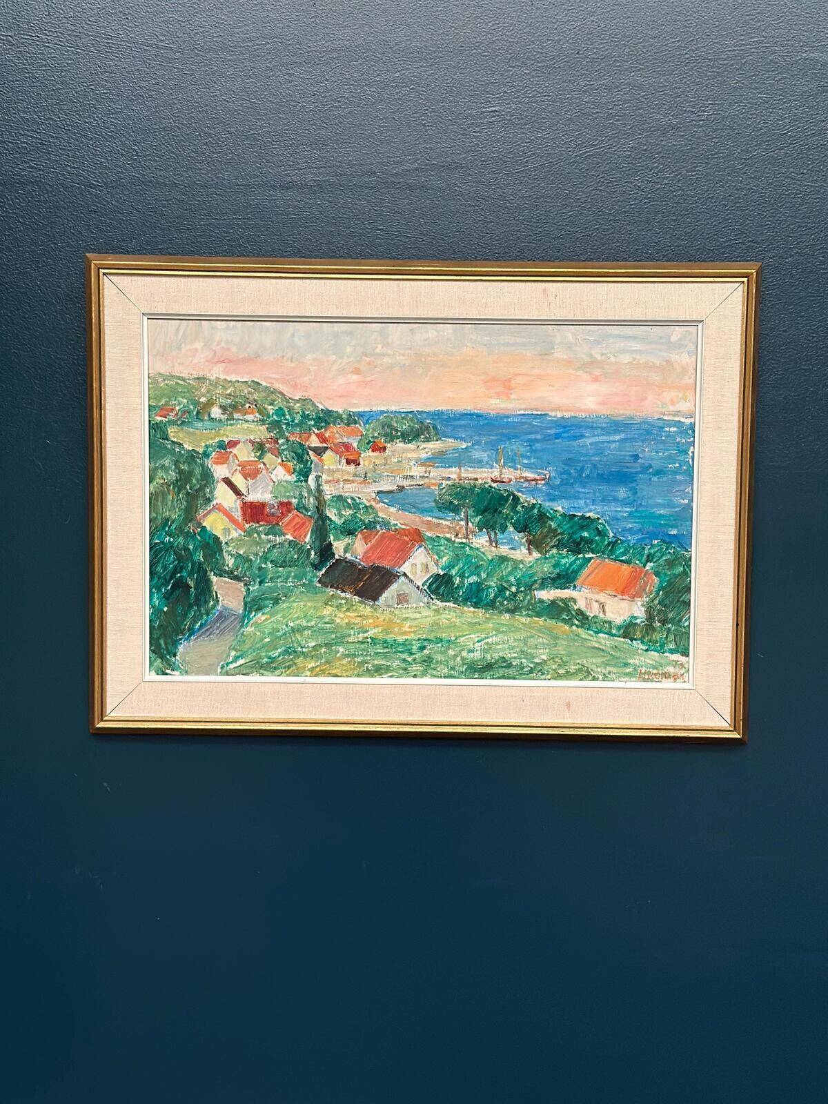 Original Swedish Oil On Panel – “Coastline” By John Hedman – Dated 1973 – Vintage & Framed – 71 × 52 Cm (28" × 20.5")