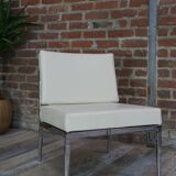 Pair of chrome and leather armchairs