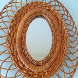 Miroir en rotin tressé