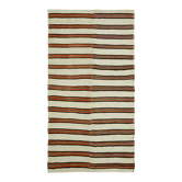 Hand-knotted turkish unique 1970s 185 cm x 347 cm multicolor hemp kilim carpet