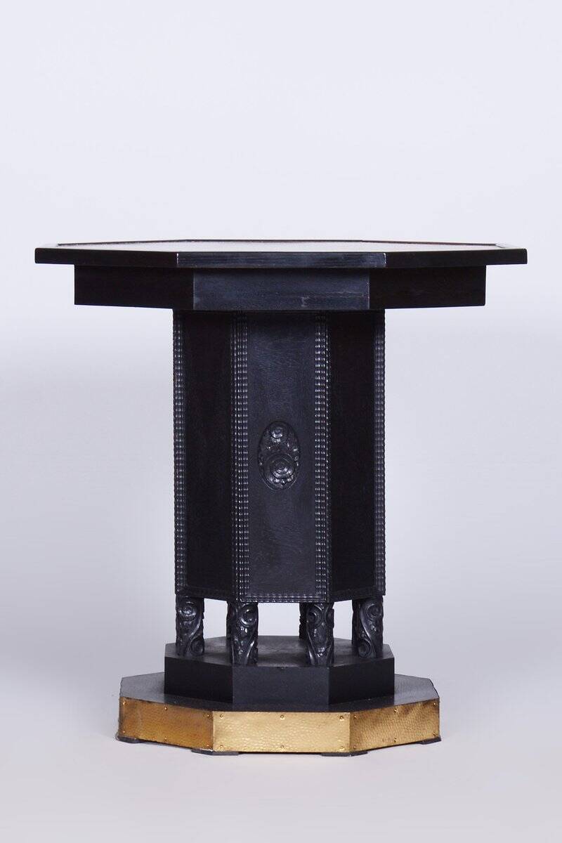 Art Nouveau Livingroom Set in Stained Oak & Upholstery from Wiener Werkstätte, Austria, 1910s, Set of 5