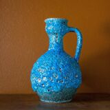 Fat Lava turquoise ceramic vase, ceramic pitcher, sea foam, blue crater vase, turquoise emaux