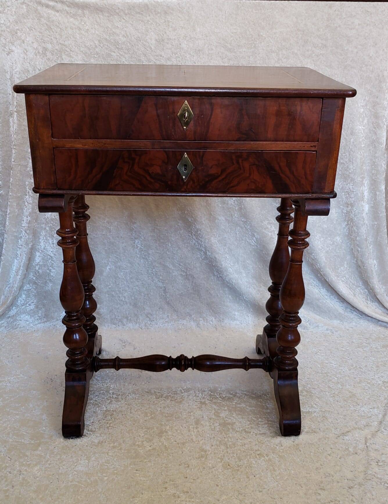 Walnut work table circa 1840.