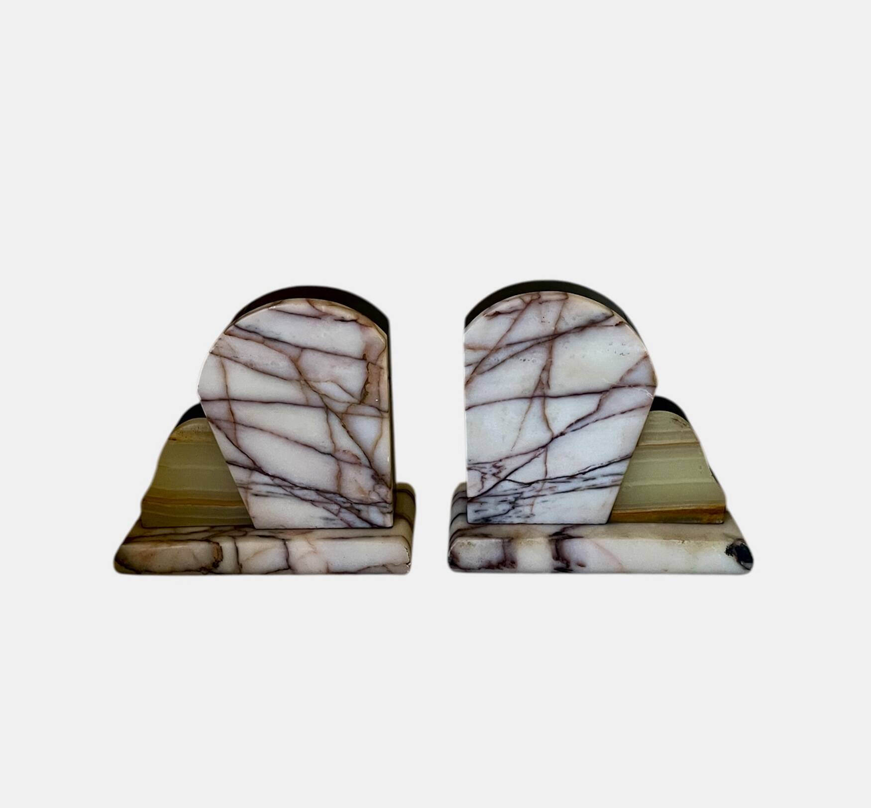 Vintage pair of marble and onyx Art Deco bookends.