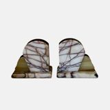 Vintage pair of marble and onyx Art Deco bookends.