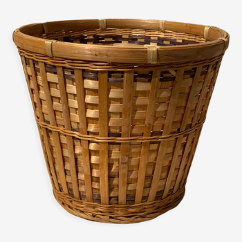 Basket high cache vintage rattan pot