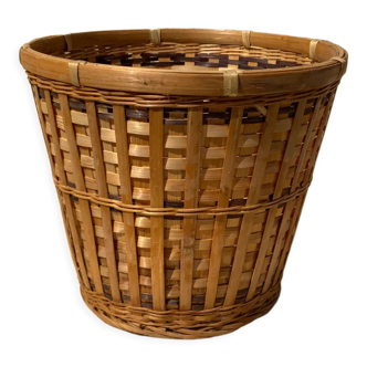 Basket high cache vintage rattan pot