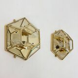 Set of 2 hexagonal wall lamps by Sothis, Italy 1980s