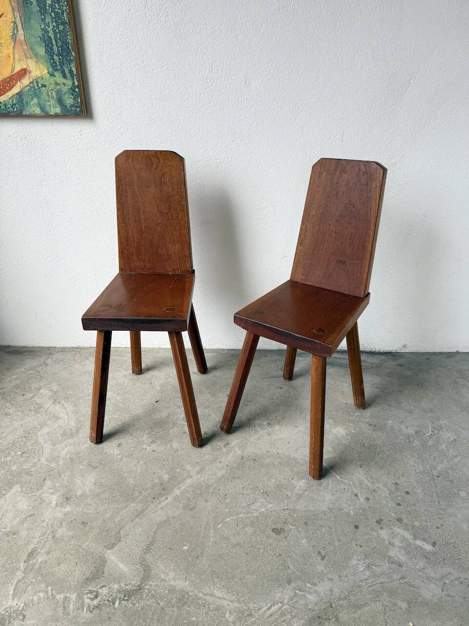 Paire de chaises brutaliste en chêne 1950