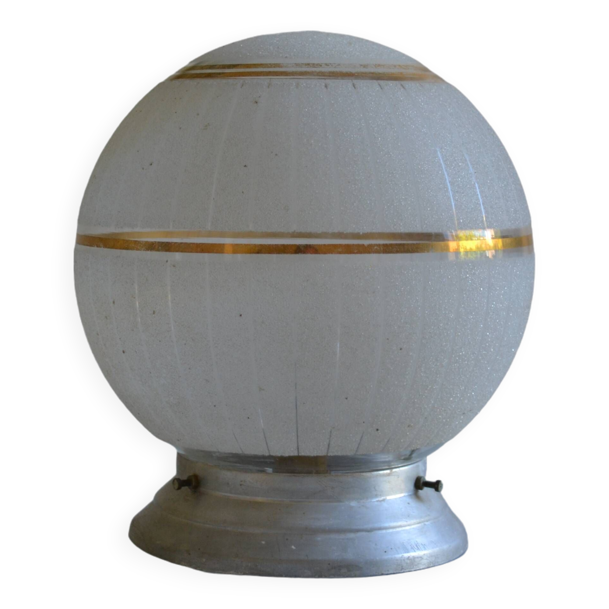 Art deco frosted glass ball table lamp