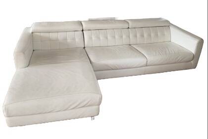 Leather sofa, white leather corner sofa
