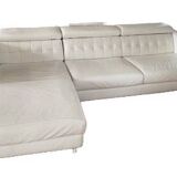 Leather sofa, white leather corner sofa