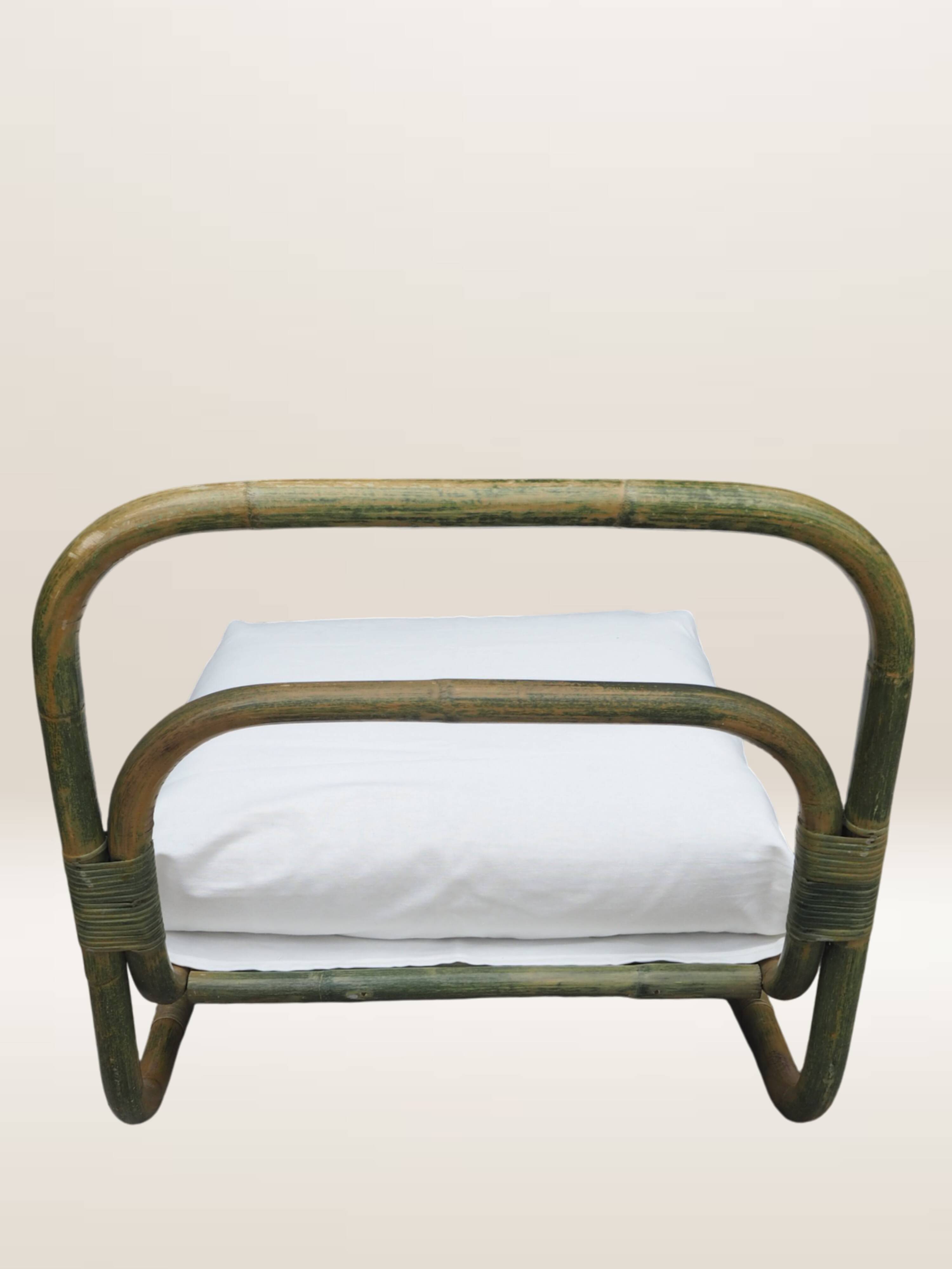 Pair of curved bamboo armchairs