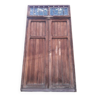 Porte double d’entrée 227x142,2cm chêne serrure multipoints et son cadre