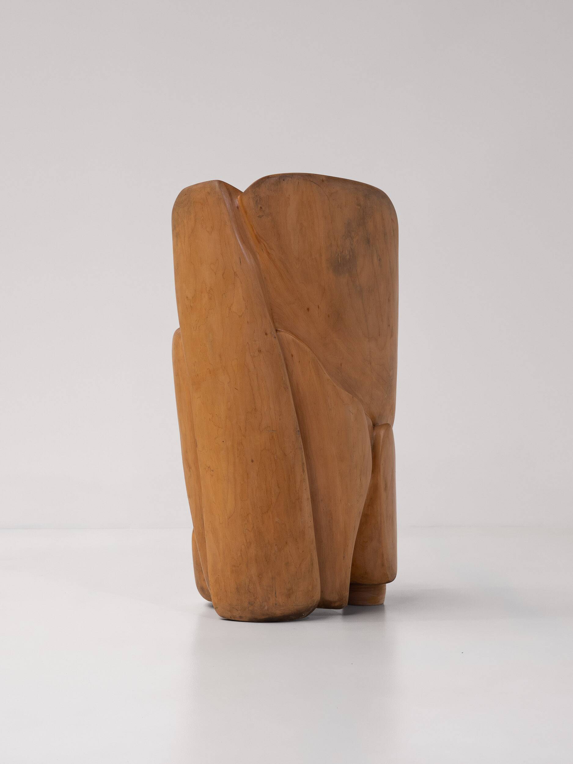 Unique sculptural throne chair in wood, France 1970s