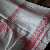 Pink and white damask tablecloth