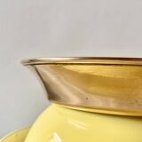 Large vintage brass and yellow glazed ceramic candle holder-ashtray
