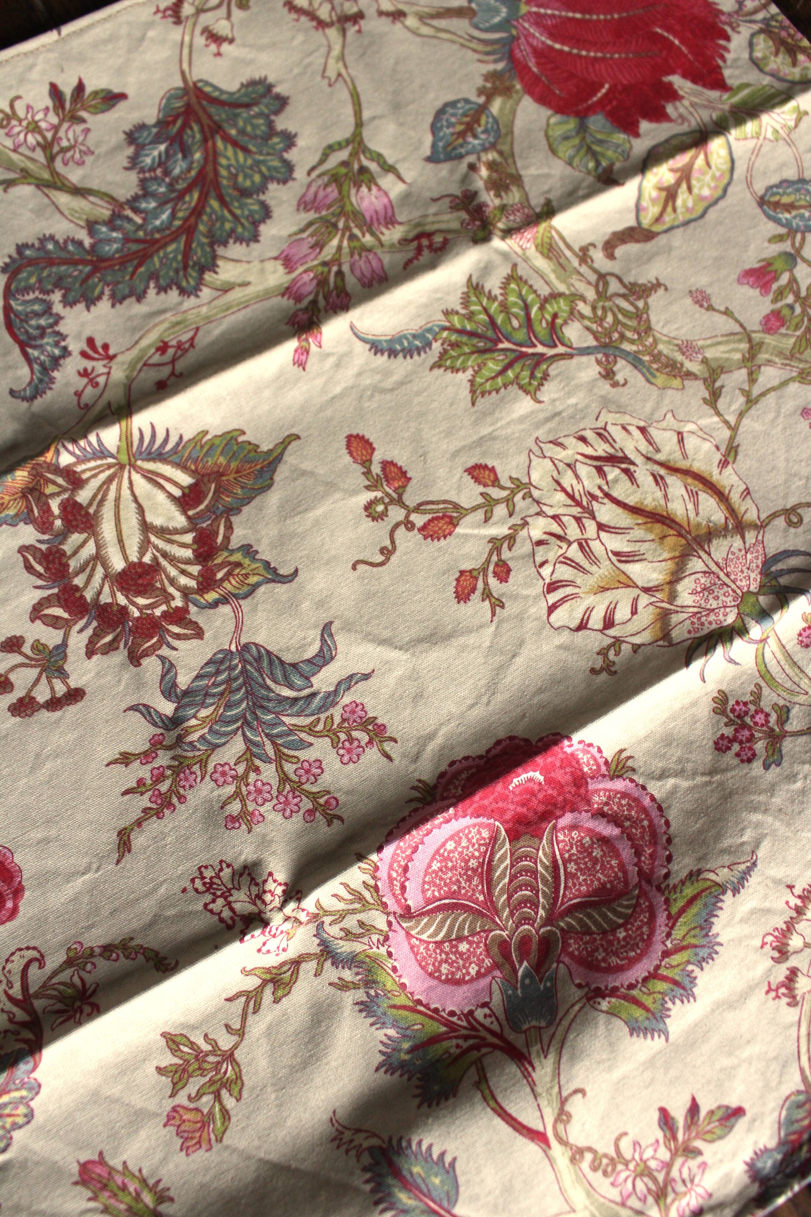 Set of 6 mismatched floral and bird napkins