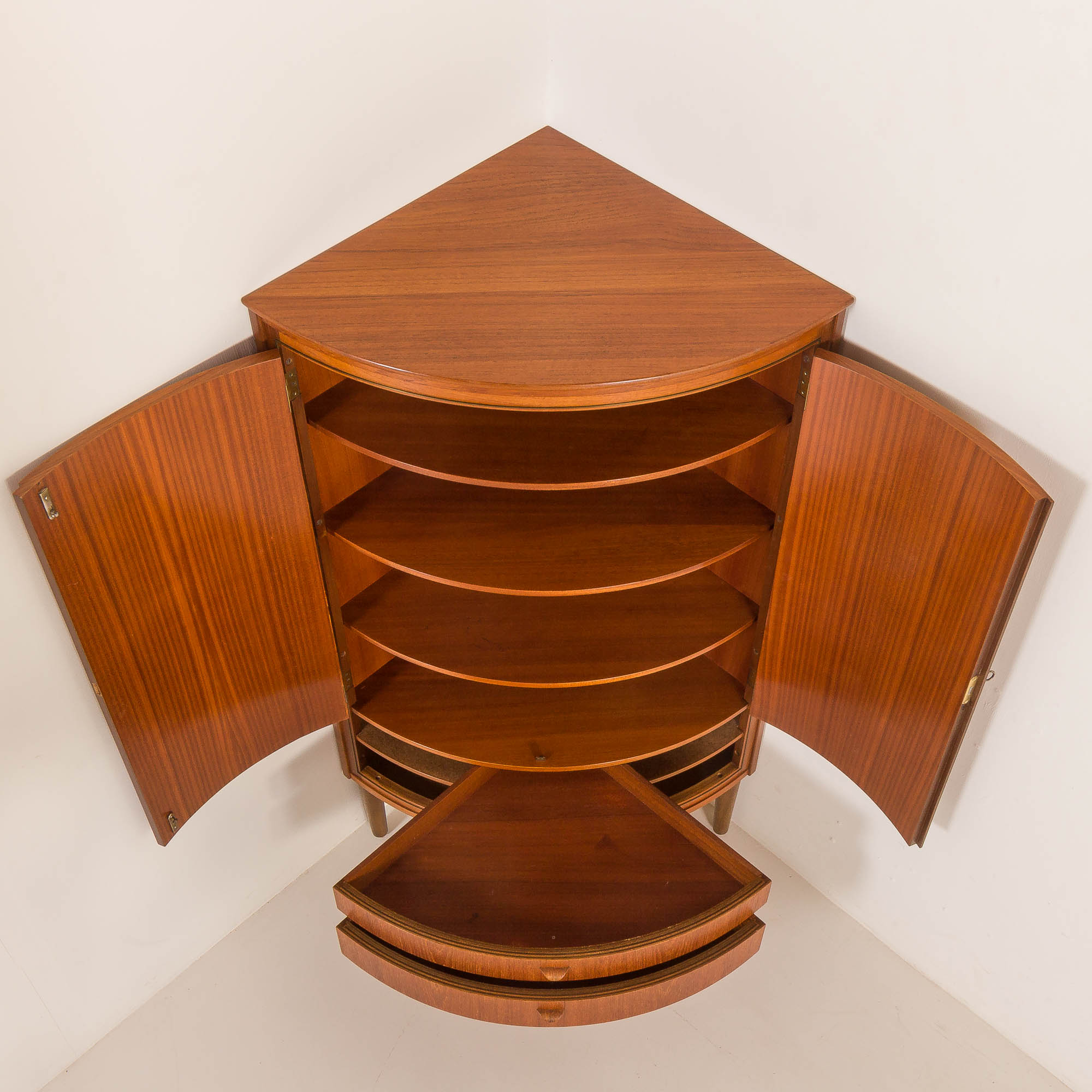 Agner Christoffersen mid-century modern corner cabinet in teak, Denmark, 1950s