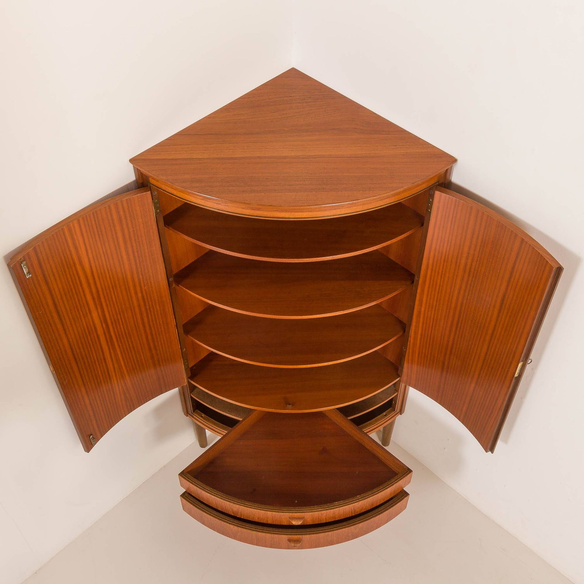Agner Christoffersen mid-century modern corner cabinet in teak, Denmark, 1950s