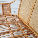 Vintage rattan and caning bench