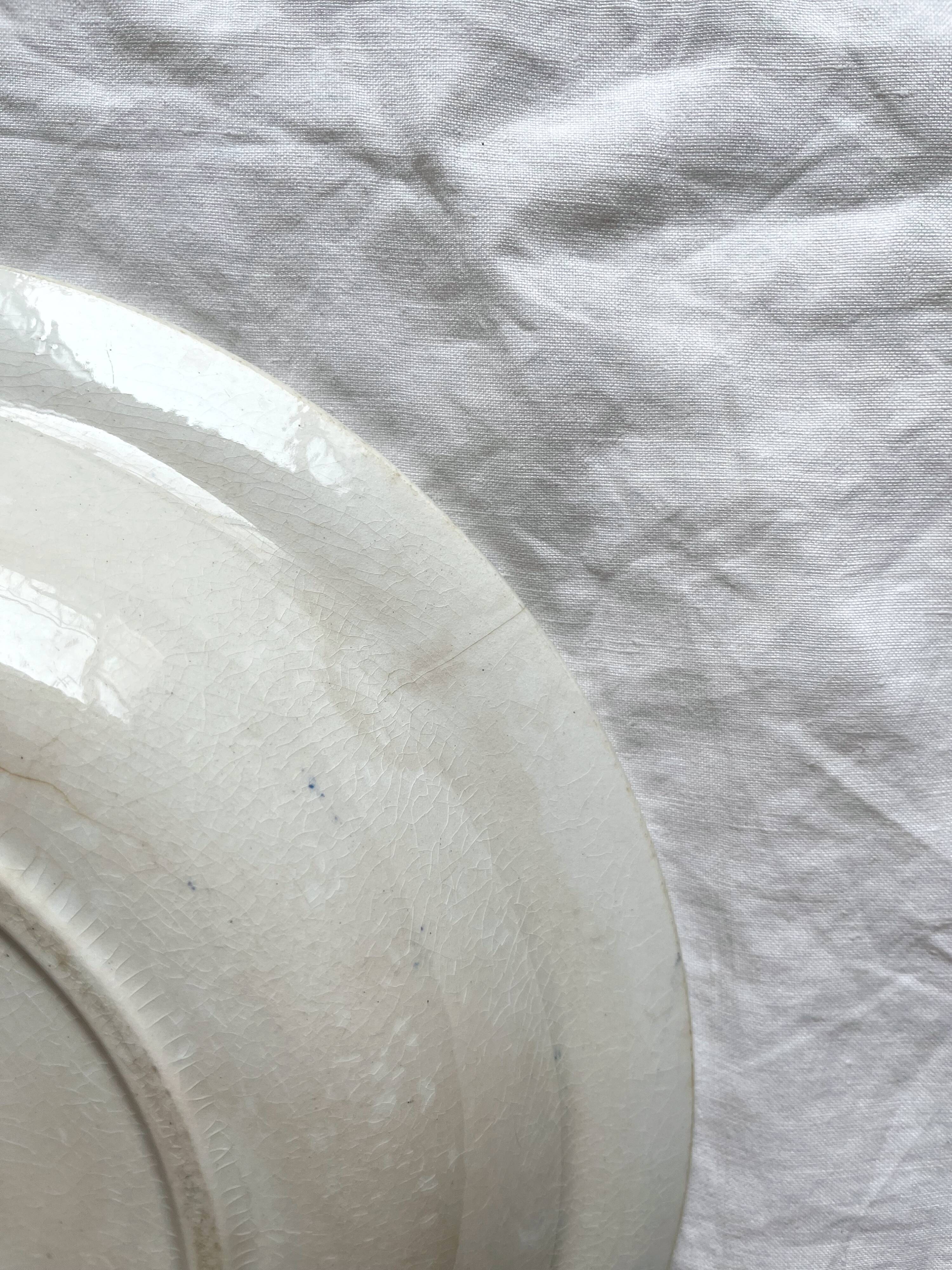 Hollow ironstone dish with blue Japanese decor