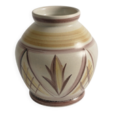Vase à bulbe en art populaire suédois avec motif floral par Maggie Wibom pour Bo Fajans, 1930