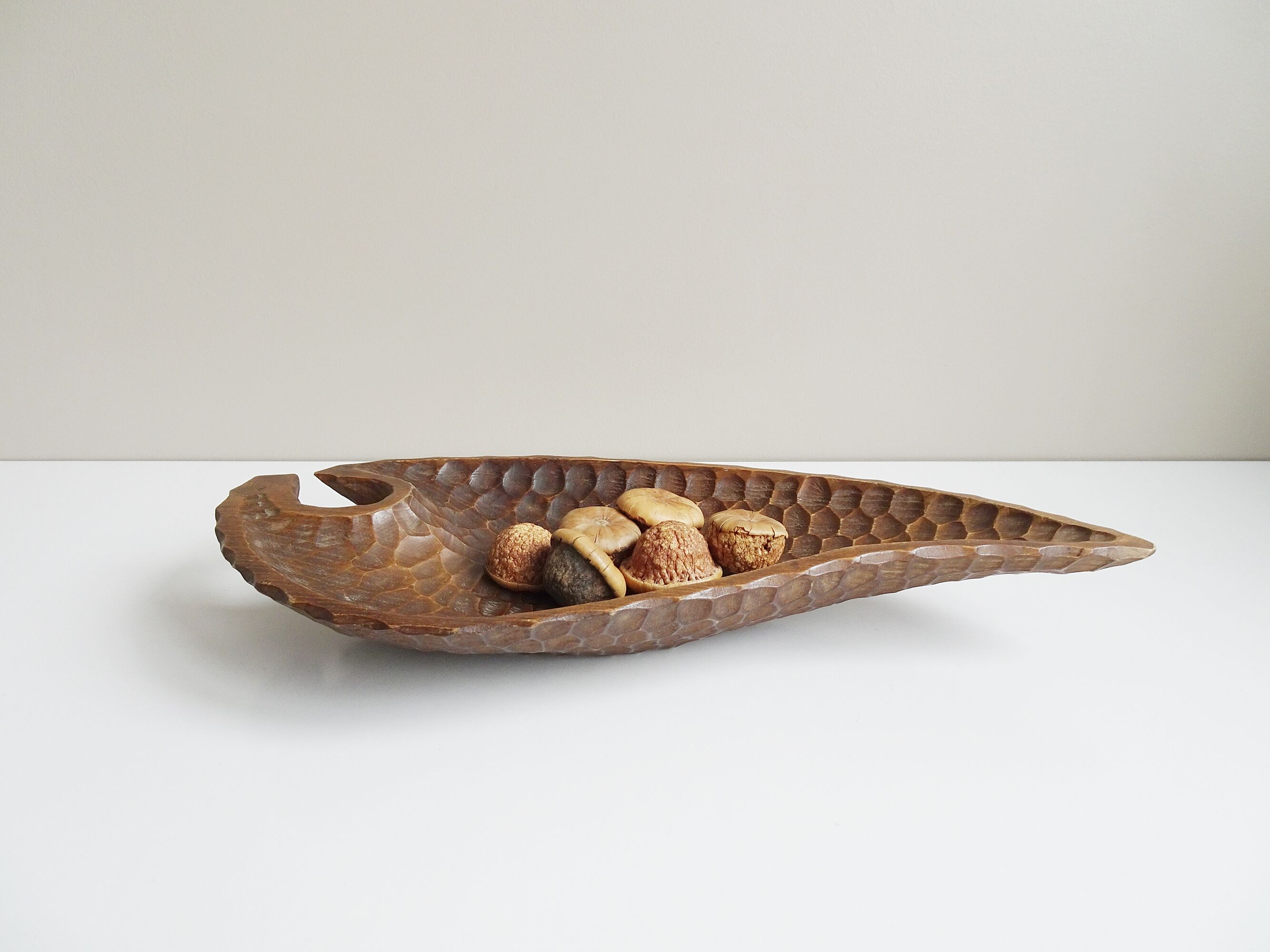 Antique hand-carved wooden bowl
