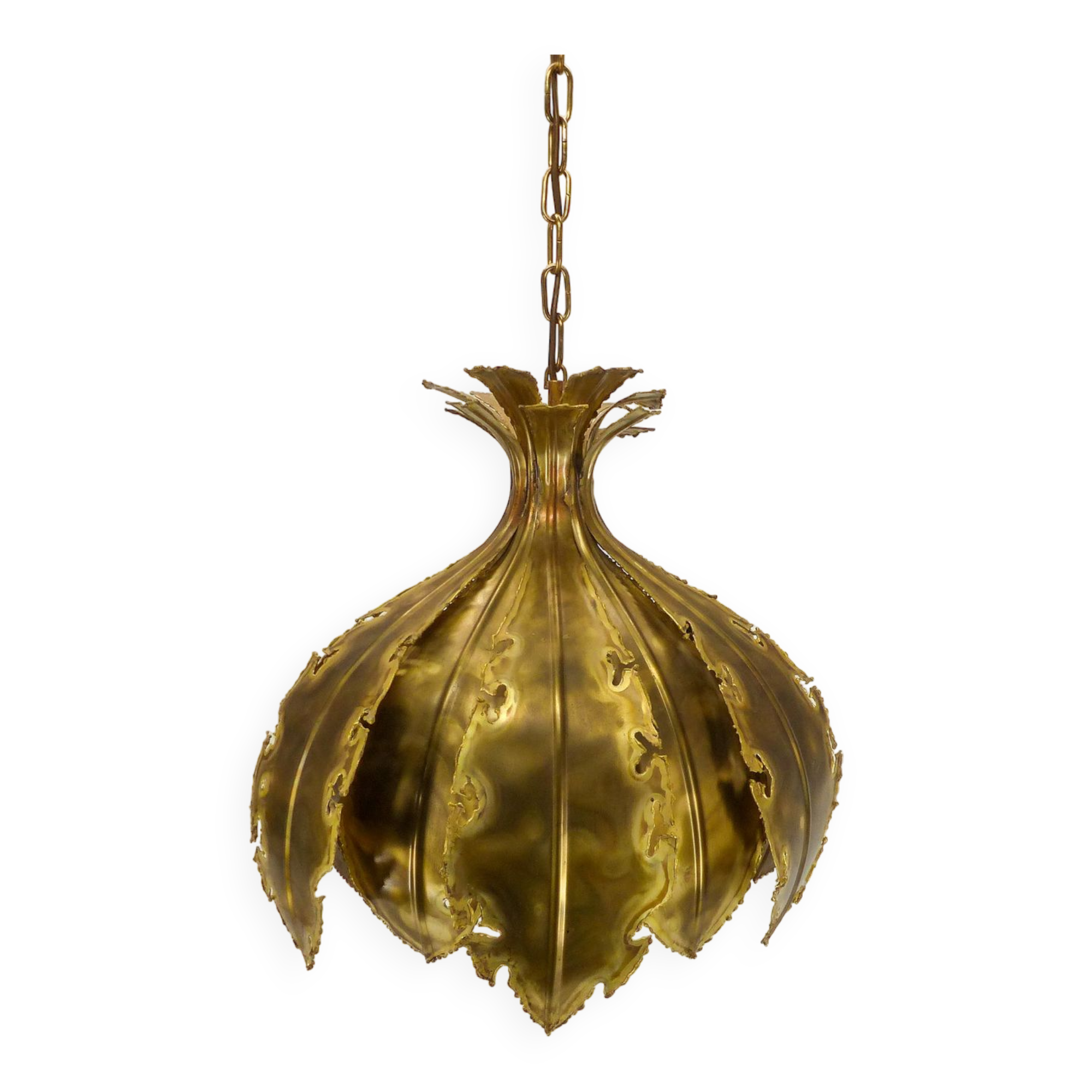 Brutalist brass pendant lamp Svend Aage Holm Sørensen 1960