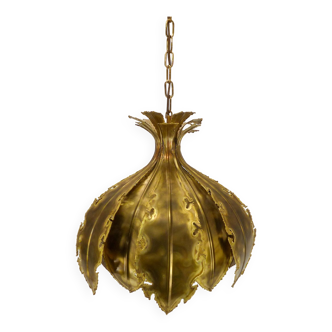 Brutalist brass pendant lamp Svend Aage Holm Sørensen 1960