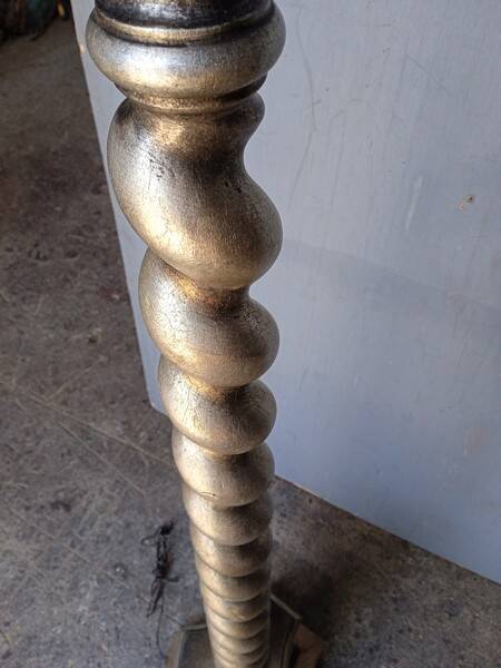 Silver carved wood floor lamp from the 1940s