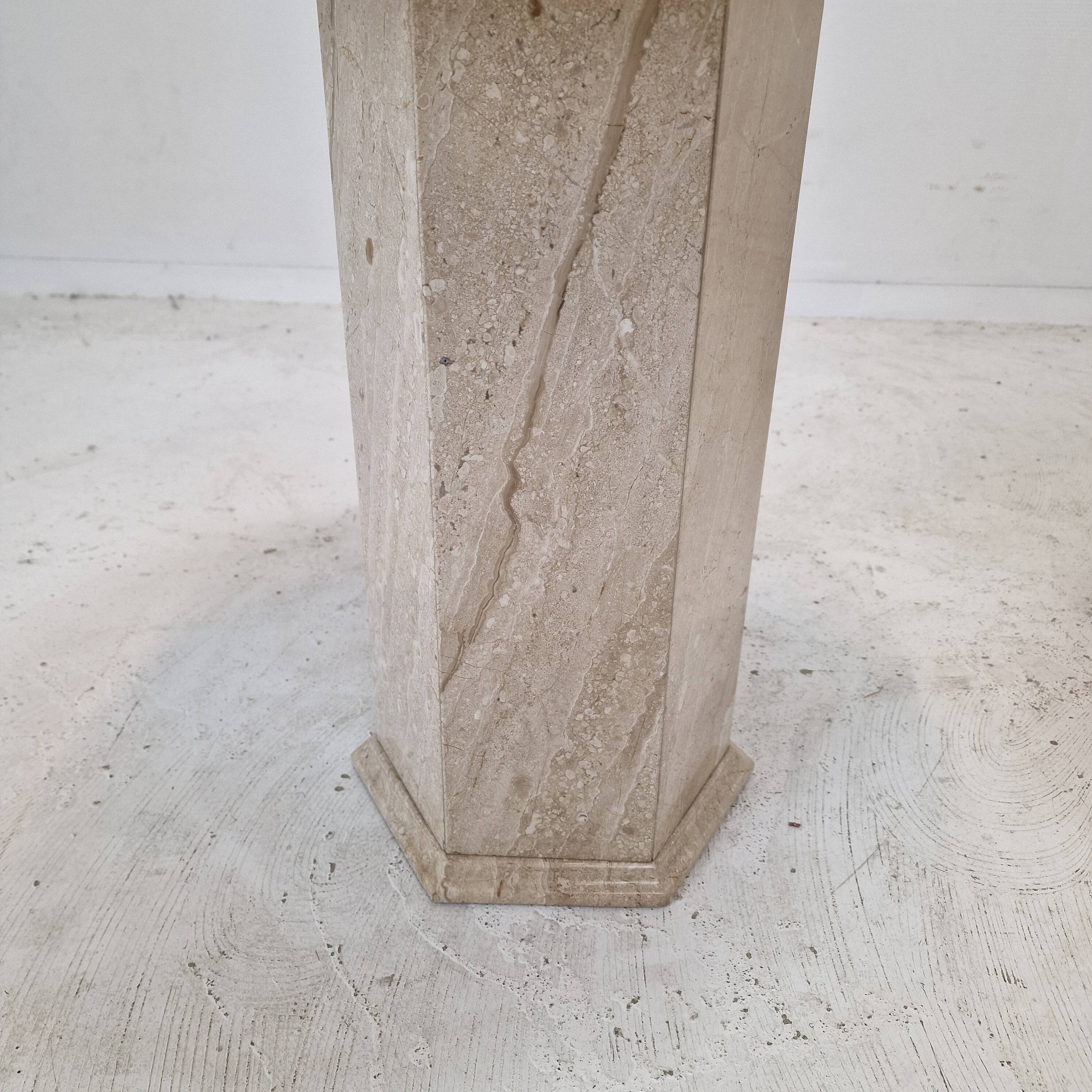 Set of 2 Italian Travertine Pedestals or Side Tables, 1980s