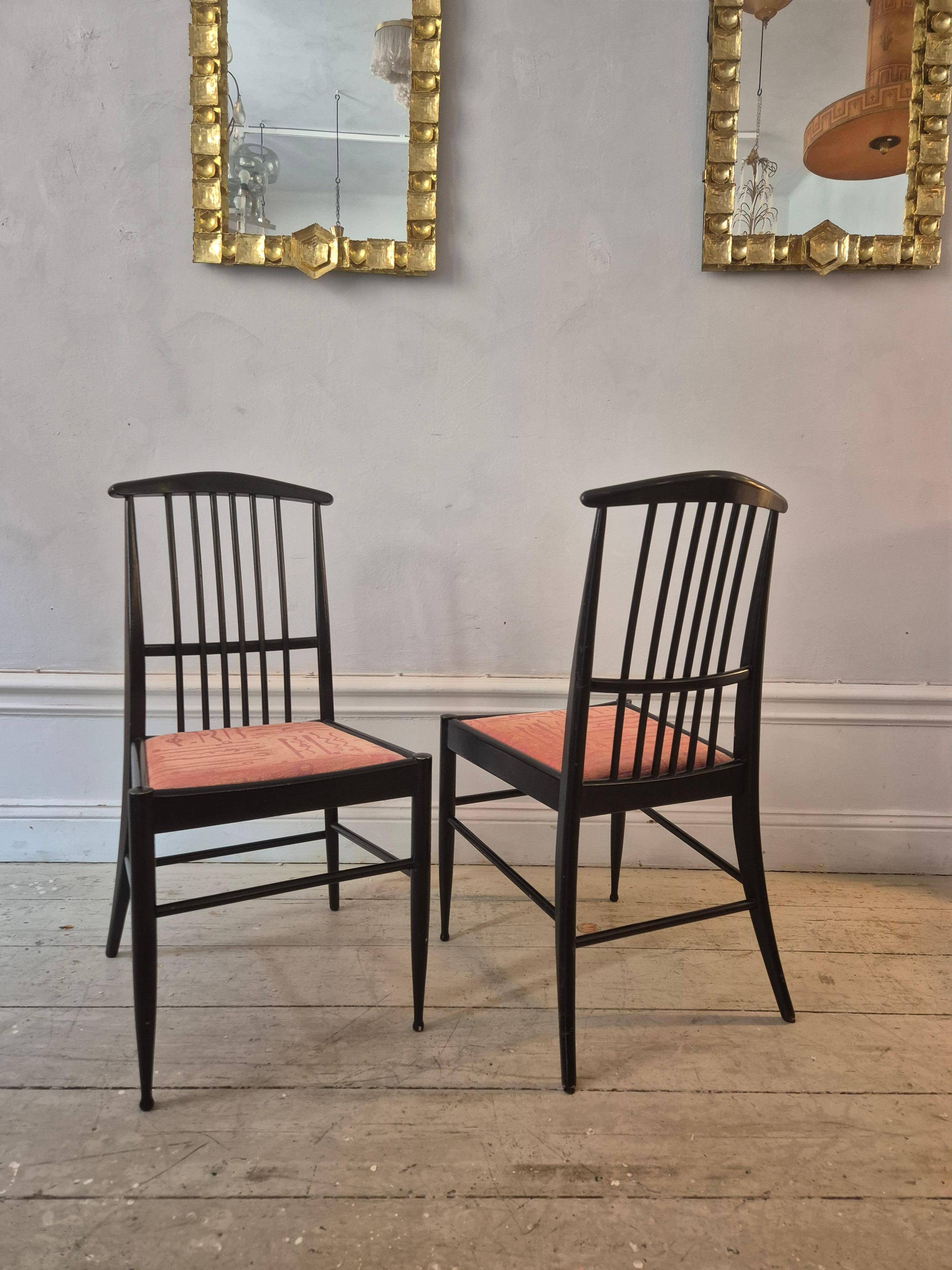 The Modernity, set of six chairs, model Charlotte, black lacquered wood.