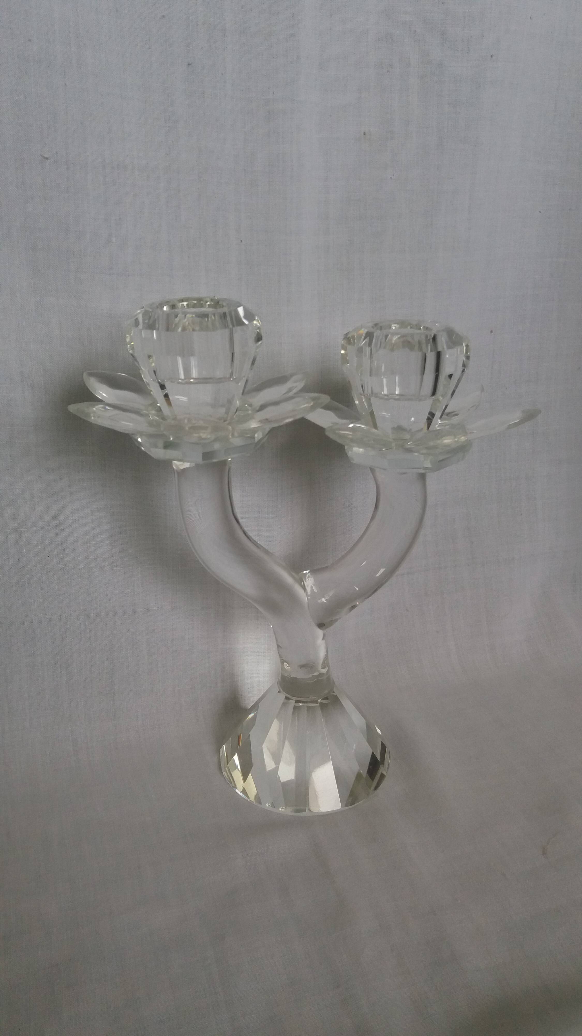 Chandelier candle holder flower in handcrafted cut crystal