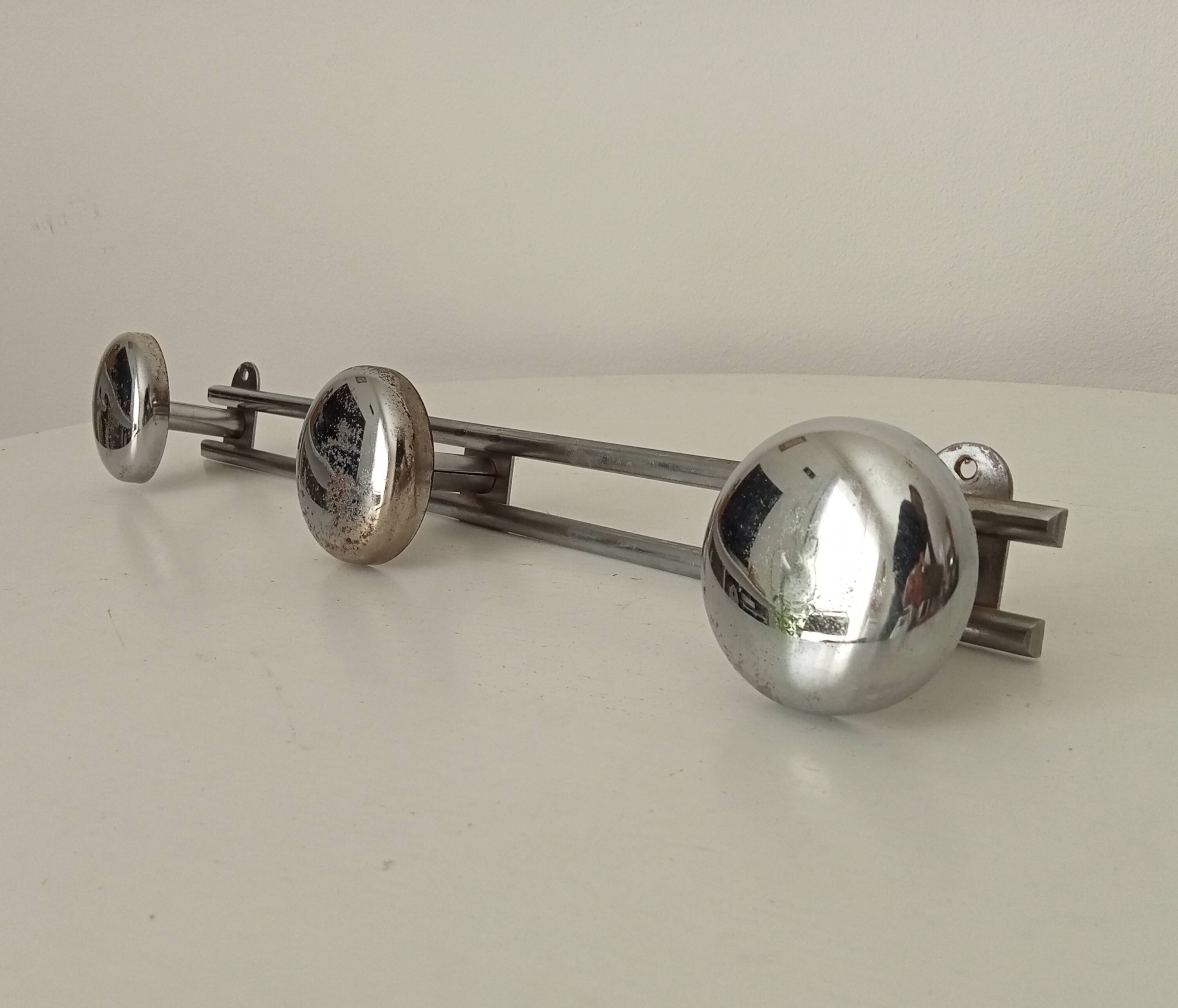Vintage chrome wall coat rack from the 70s