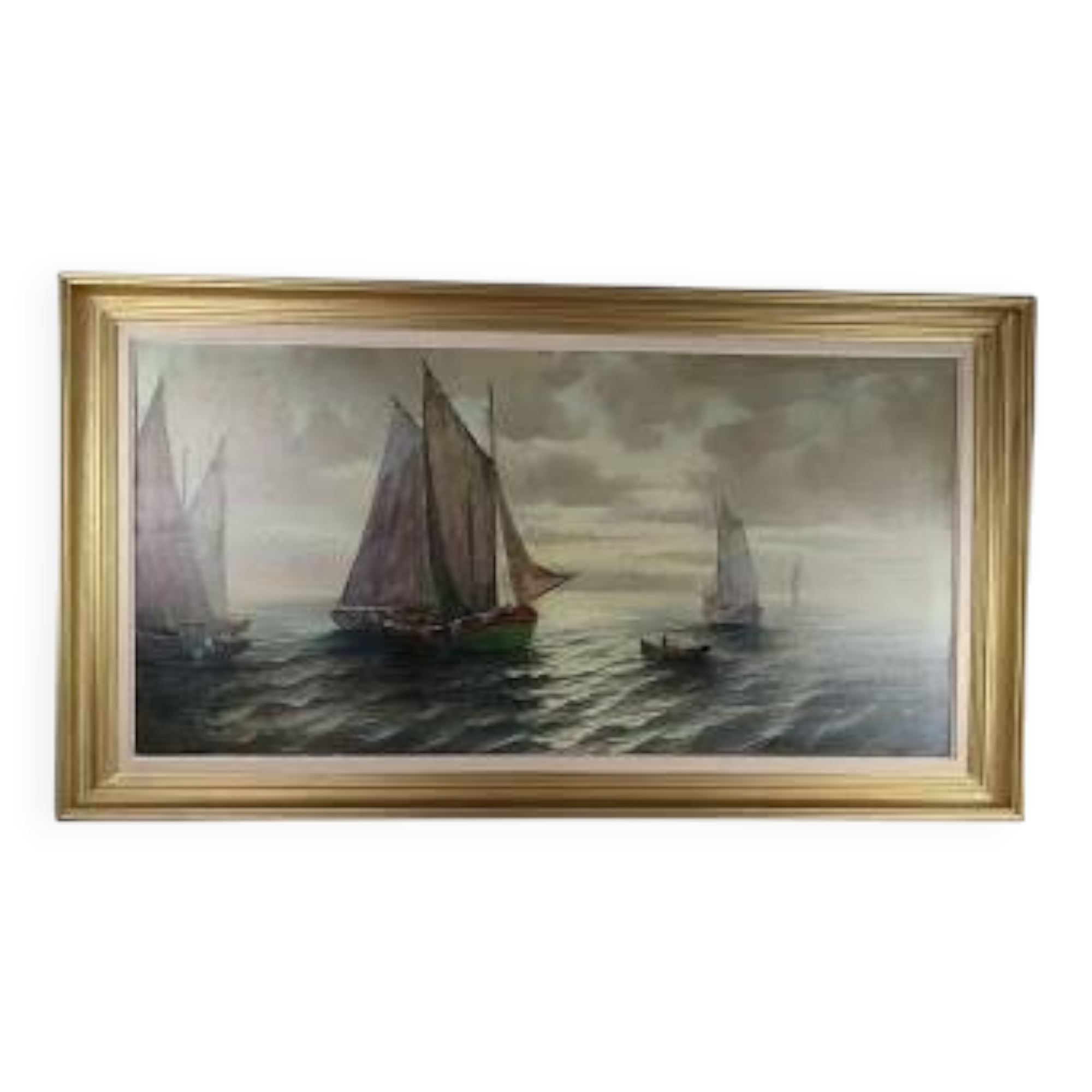 19th Century Marine Oil on canvas Gillet sailboats The tartanes 60 x 122cm