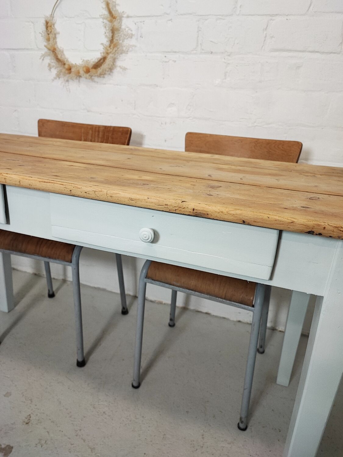 Table de ferme 2 tiroirs