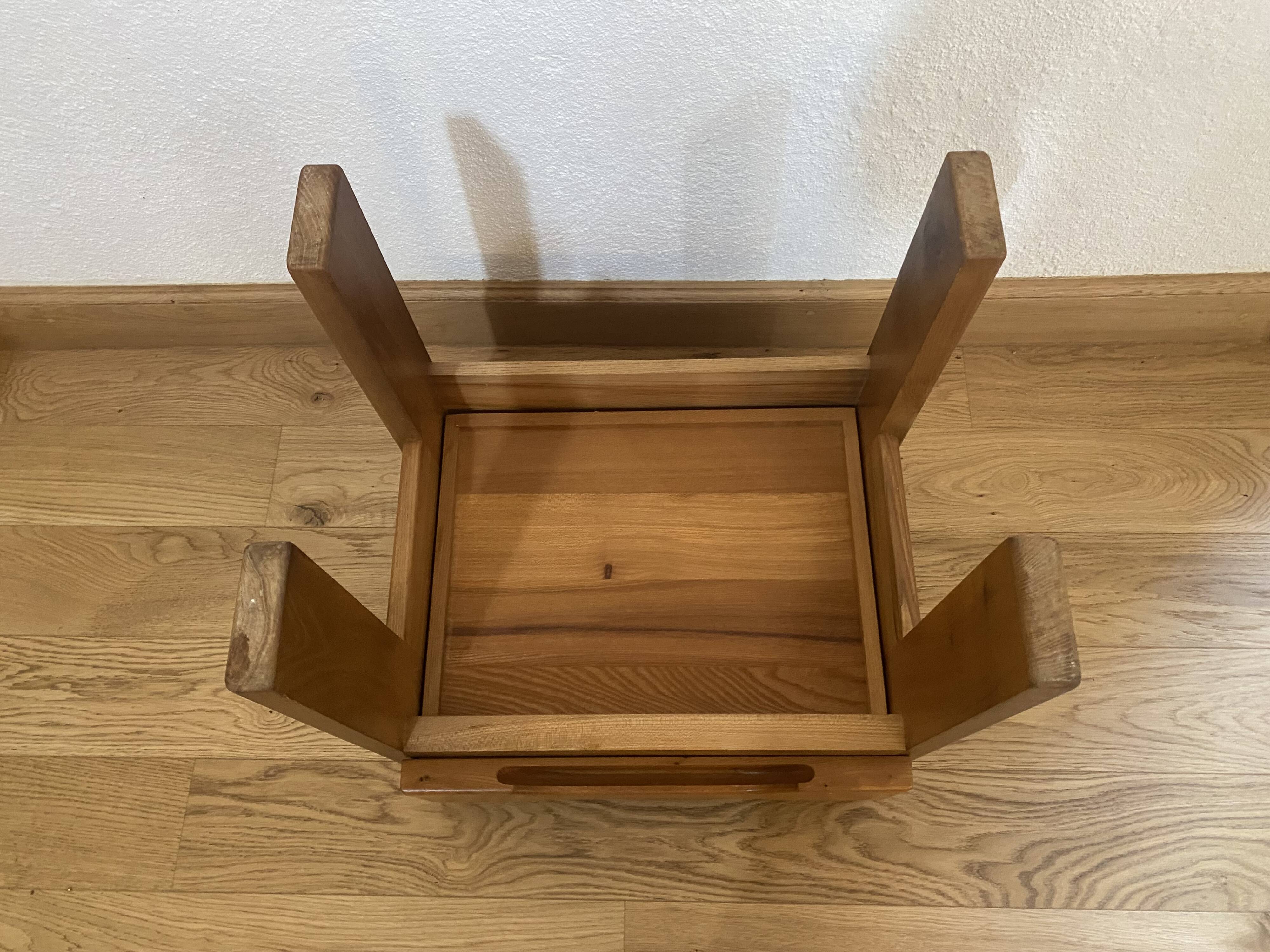 Solid oak bedside table, Maison Regain 1960