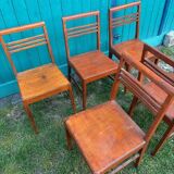 Set of 5 René Gabriel wooden chairs