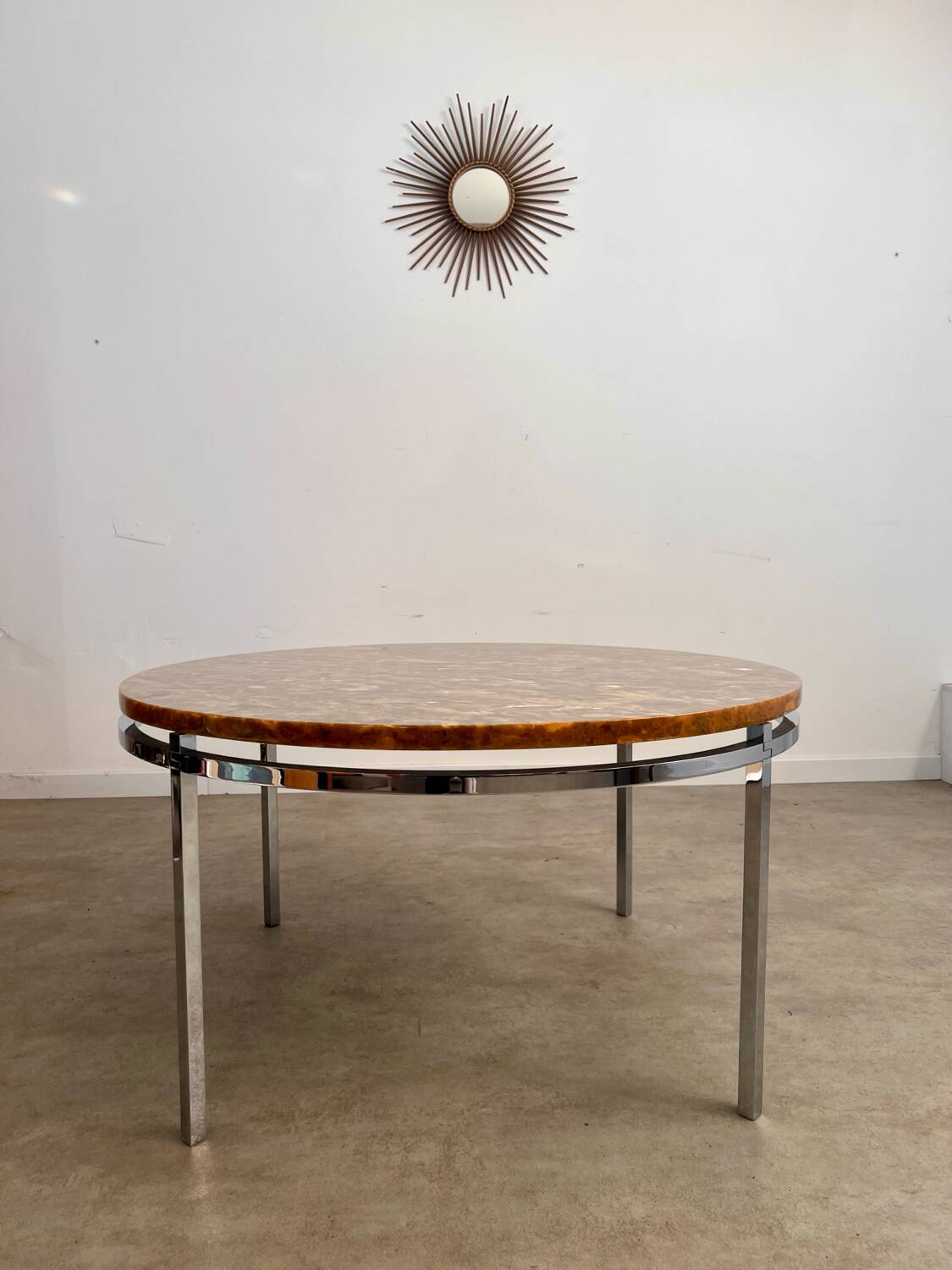 Old Italian design marble effect resin coffee table from the 70s