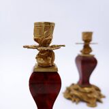 Paire de bougeoirs en bronze doré de style Napoléon III