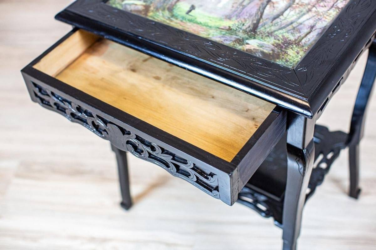 Antique Side Table with Ceramic Top, 1890s