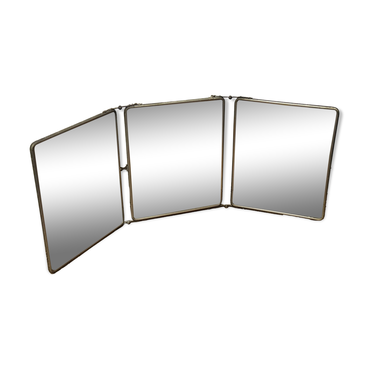 Large vintage barber's triptych mirror 1960