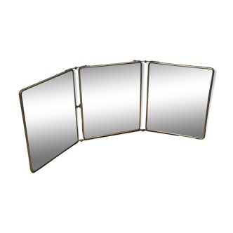 Large vintage barber's triptych mirror 1960