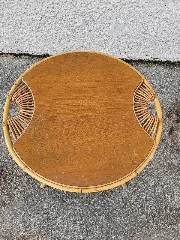 Round rattan coffee table 1960